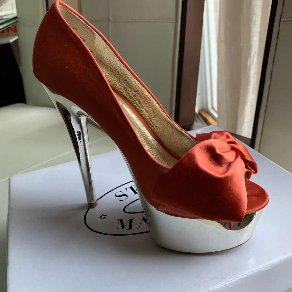 Orange platform heels